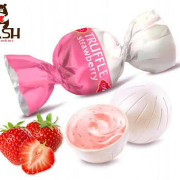 Ukrainian candies AVK "Strawberry Truffle" in white glaze, 250g
