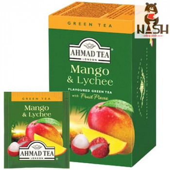 Green tea Ahmad with mango and lychee flavor, in bags 20 x 1.5g