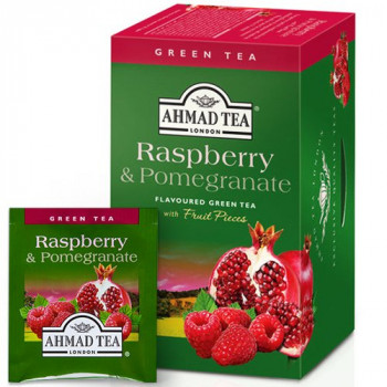 Green tea Ahmad with pieces of raspberry and pomegranate in bags, 20 х 2g