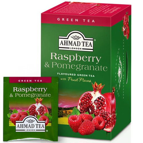 Green tea Ahmad with pieces of raspberry and pomegranate in bags, 20 х 2g