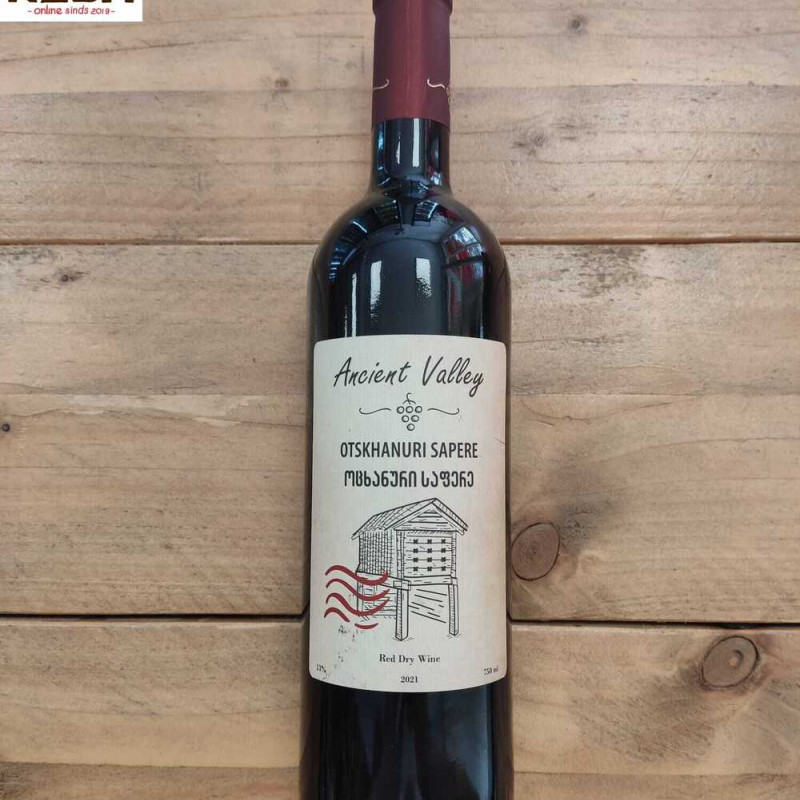 Georgian dry red wine Ancient Valley Otskhanuri Sapere