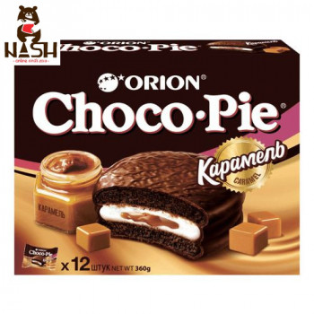 Orion Choco-pie cookies with caramel, 12 pcs.