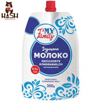 Whole condensed milk MY FAMILY with sugar, 350g