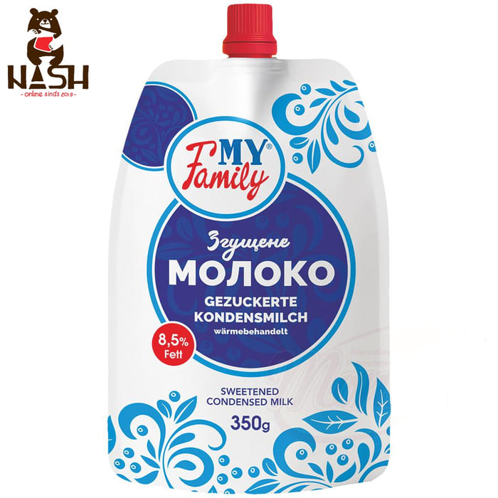 Whole condensed milk MY FAMILY with sugar, 350g