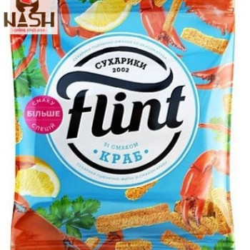 Ukrainian wheat-rye croutons Flint with Crab flavor, 70g