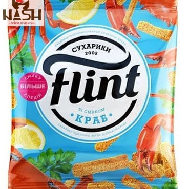 Ukrainian wheat-rye croutons Flint with Crab flavor, 70g