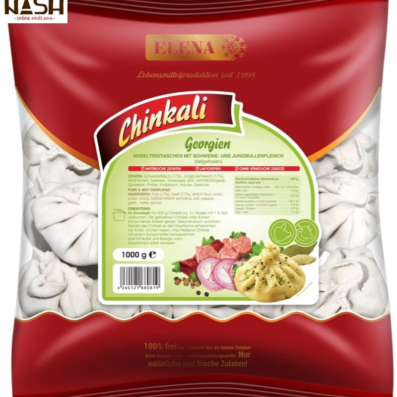 Frozen khinkali Elena handmade with pork and beef, 750g