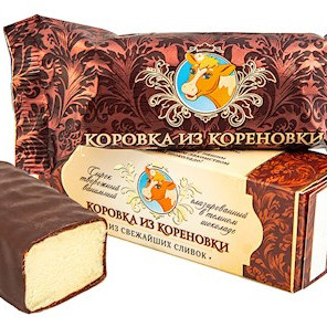 Glazed curd cheese "Korovka iz Korenovki" vanilla in dark chocolate, 50g