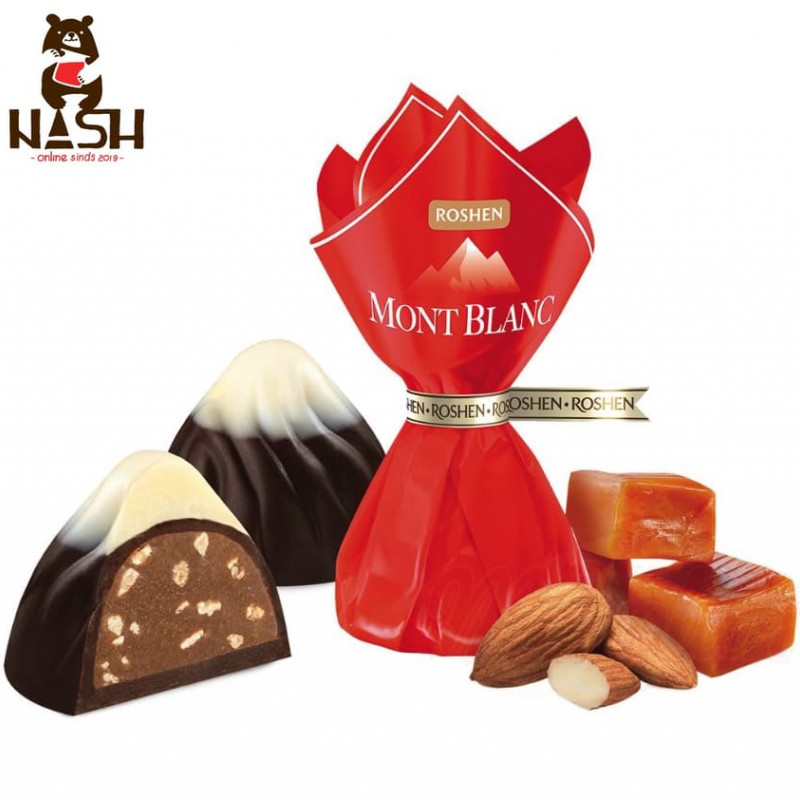 Ukrainian chocolate candies Roshen "Mont Blanc" with caramelized almonds, 250g