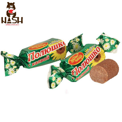 Candies Krasny Octyabr "Polushko" with wafer crumbs, peanuts and sunflower halva, 250g