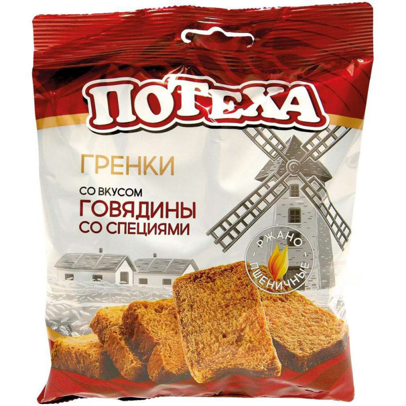 Fried croutons Potekha flavored with beef and spices flavor, 80g