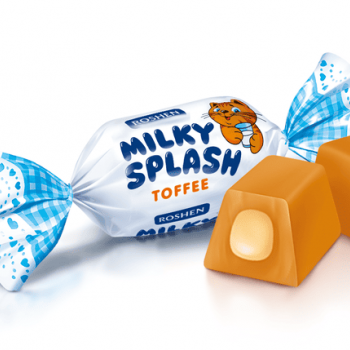 Ukrainian toffee candies Roshen "Milky Splash" with milk filling, 150g