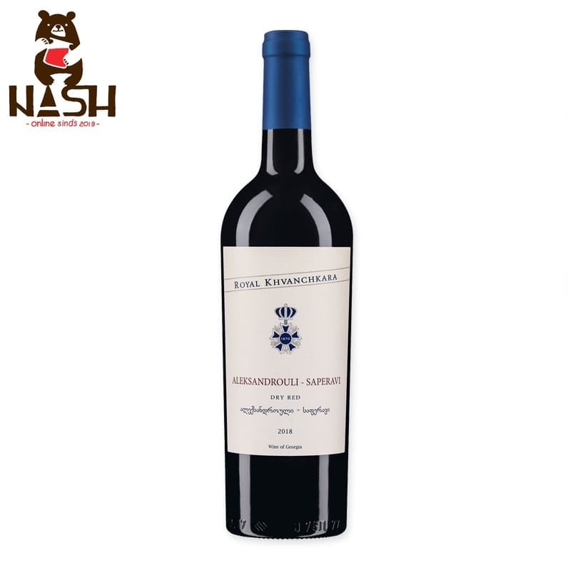 Georgian red dry wine Royal Khvanchkara Aleksandrouli-Saperavi