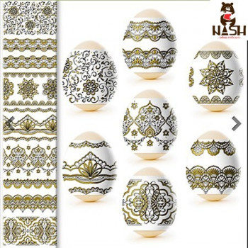 Sticker, thermal label for seven Easter eggs "Golden painting"