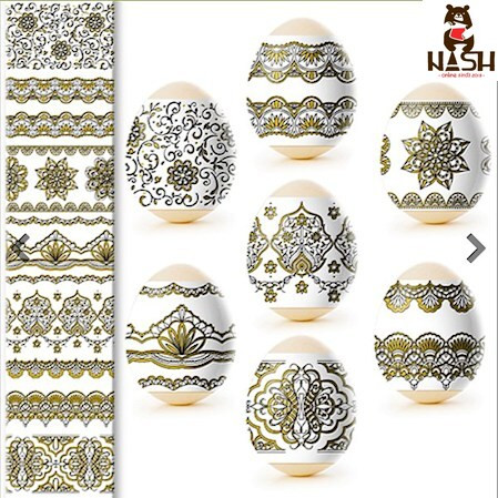 Sticker, thermal label for seven Easter eggs "Golden painting"