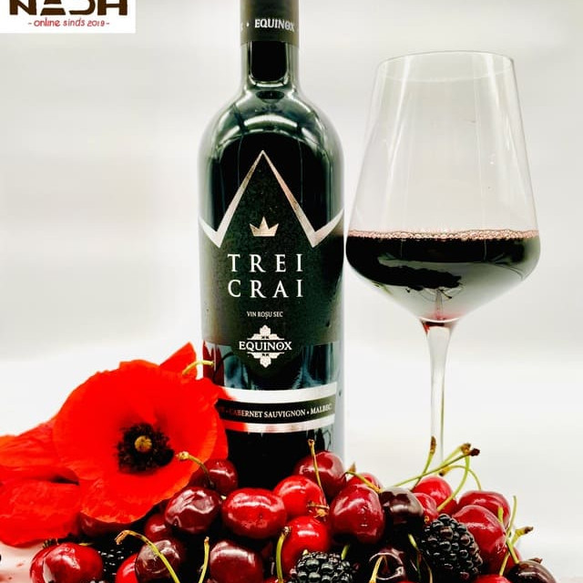 Moldovan red dry biodynamic wine Equinox Trei Crai with organic certificate