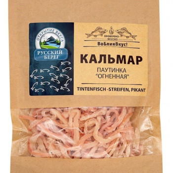 Dried and salted squid Russkiy bereg "Fiery Web" with crab flavor, 100g
