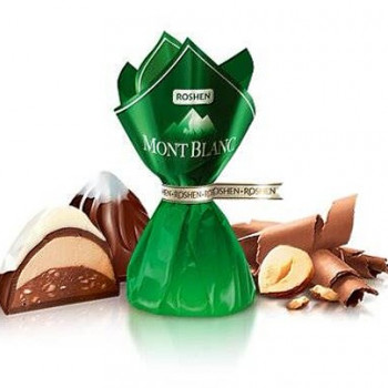 Ukrainian candies Roshen "Mont Blanc" cream-praline with crushed hazelnuts, 250g