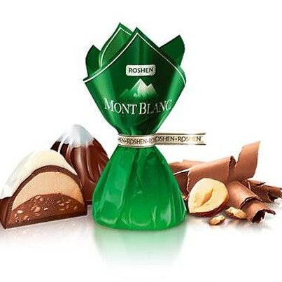 Ukrainian candies Roshen "Mont Blanc" cream-praline with crushed hazelnuts, 250g
