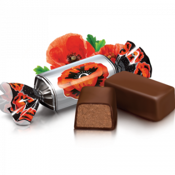 Ukrainian candies Roshen "Red Poppy" in cocoa glaze, 250g