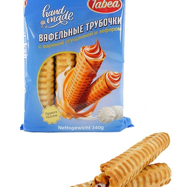 Wafer rolls with boiled condensed milk en marshmallows Tabea, 340g 